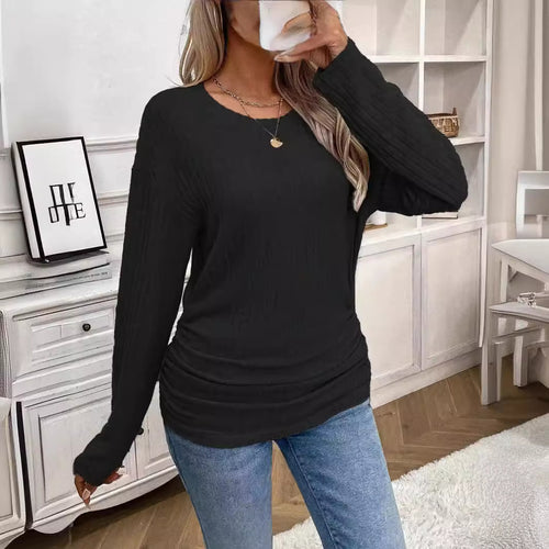 Women Long Sleeve Ribbed Top with Fitted Cut Amarae