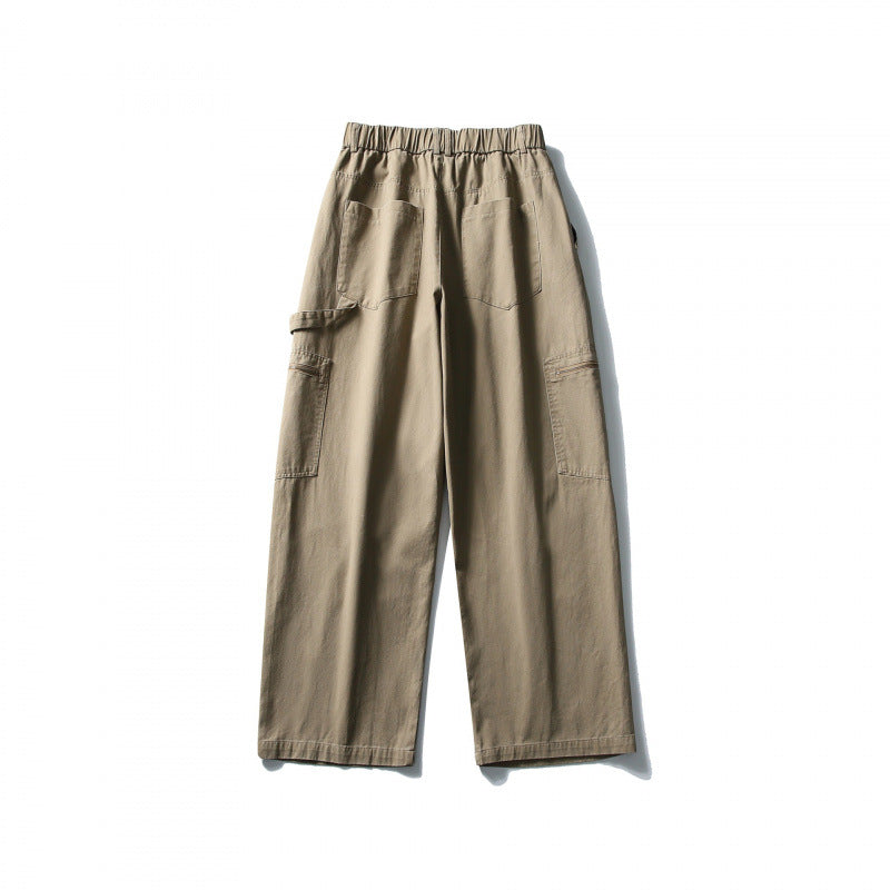 Men's Loose Utility Cargo Pants with Elastic Waistband and Patch Pockets Amarae