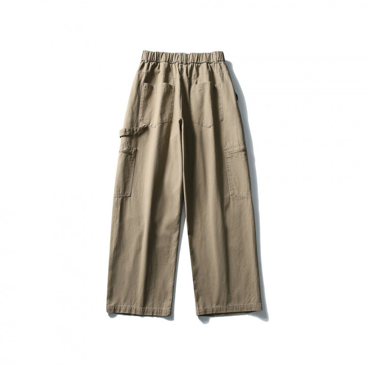 Men's Loose Utility Cargo Pants with Elastic Waistband and Patch Pockets Amarae