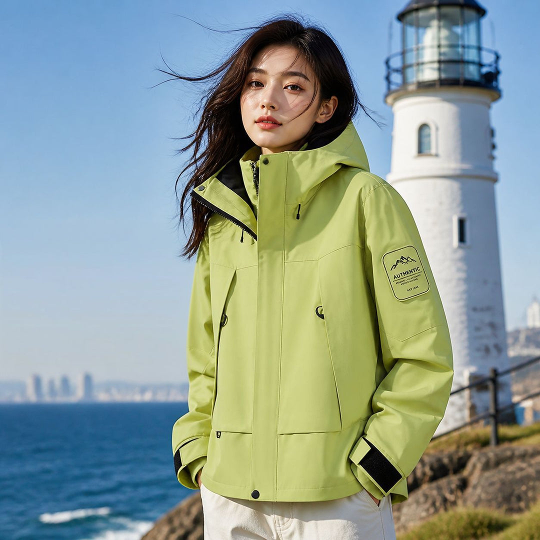 Unisex waterproof two-layer softshell rain jacket with removable fleece lining and hood Amarae