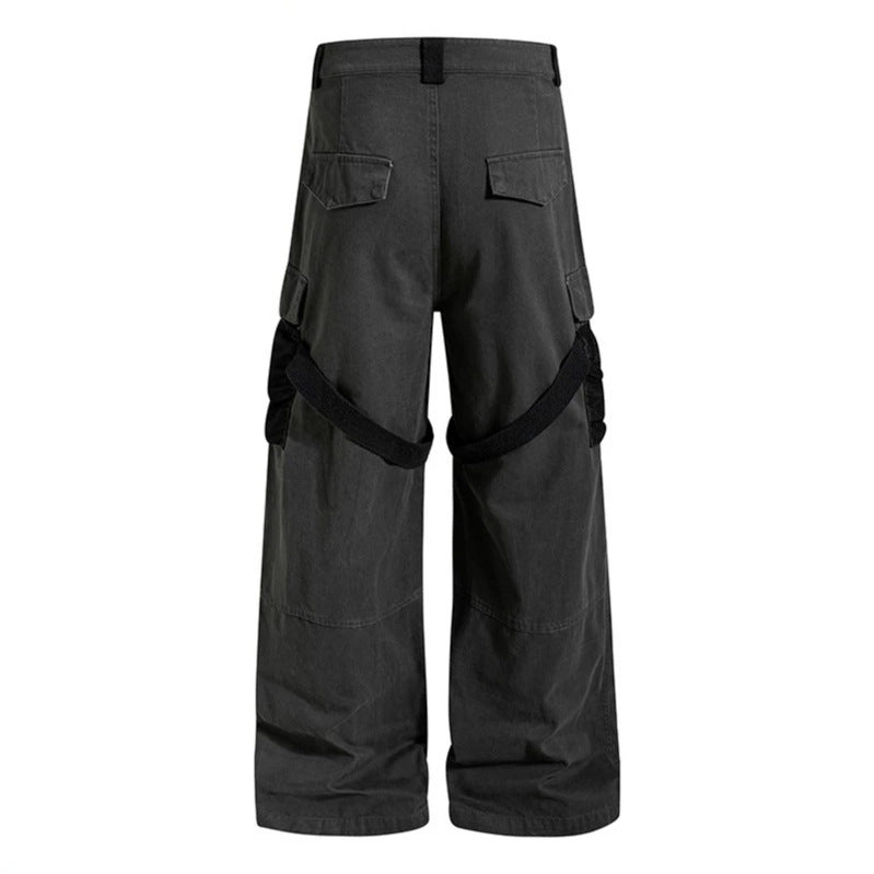 Women's Wide Cargo Palazzo Pants with Utility Pockets and Mesh Insets Amarae