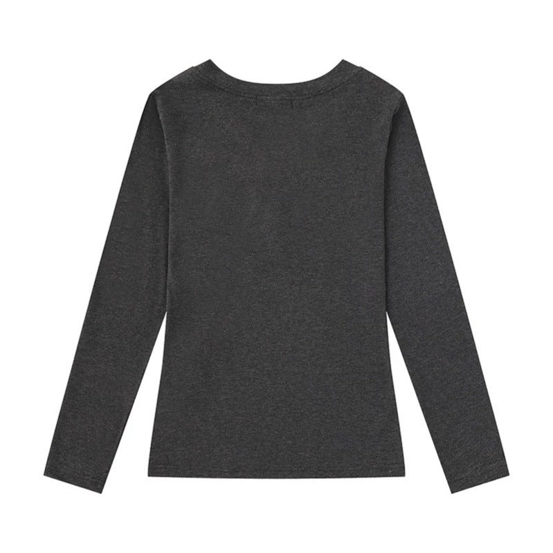 Women's Long Sleeve Henley Shirt with V-Neck and Large Panther Print Amarae