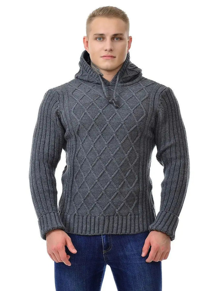Men's cozy knit sweater with hood details Lune London