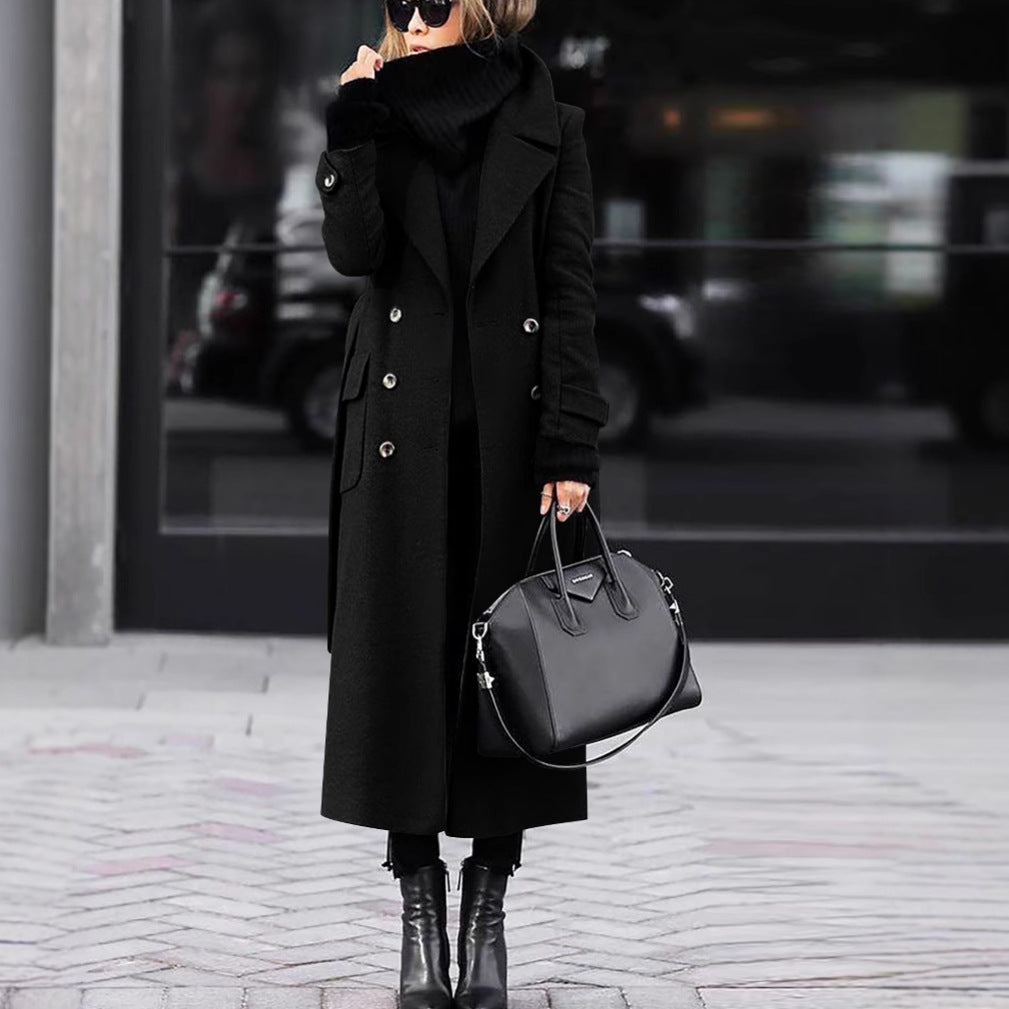Women's trendy long coat with chic lapels Lune London