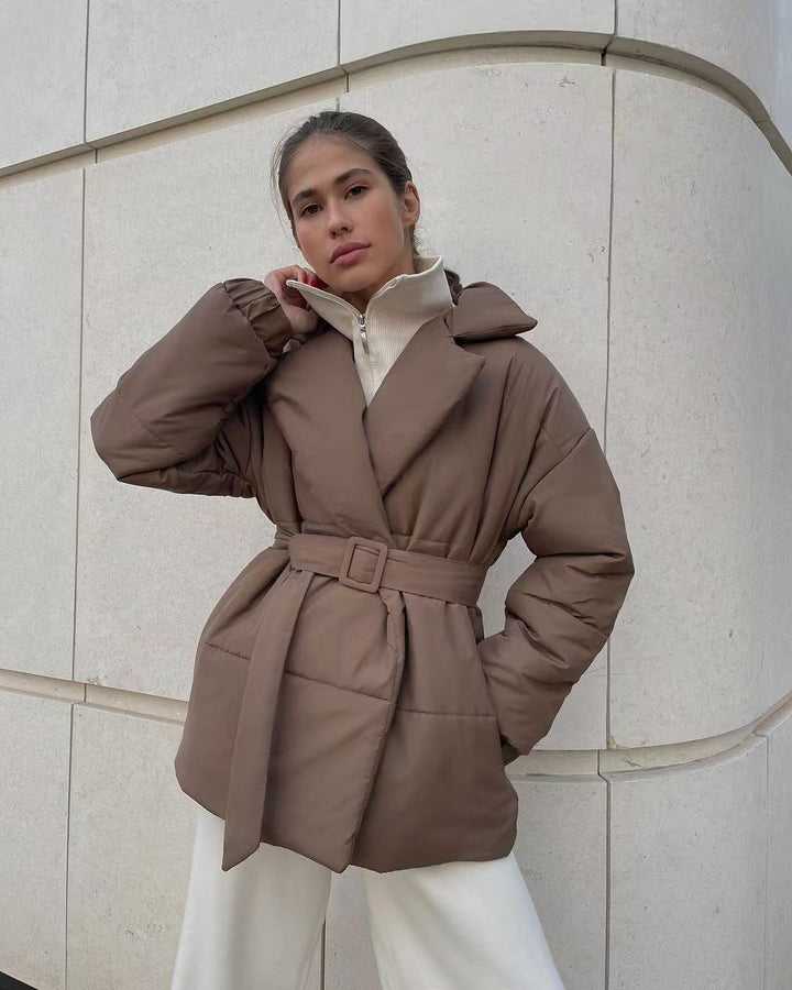 Elegant quilted coat for women with adjustable belt Amarae
