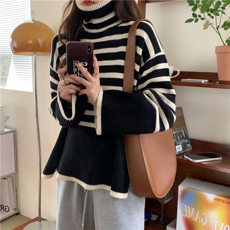 Pull en tricot décontracté pour femme avec design rayé et coupe confortable Chic & Stil