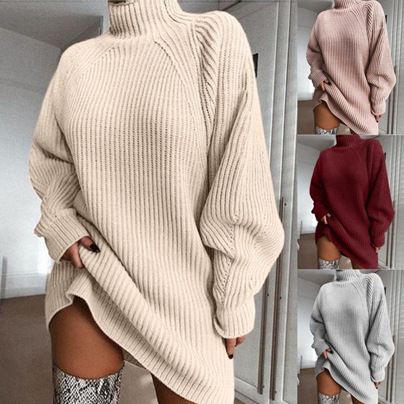 Ladies oversized knit sweater with high collar Lune London