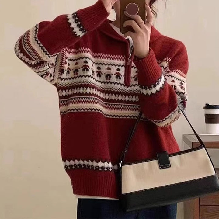 Pull en maille épaisse pour femmes avec poche kangourou et col montant Chic & Stil
