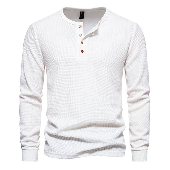 Long sleeve men's T-shirt with button placket and textured design Lune London