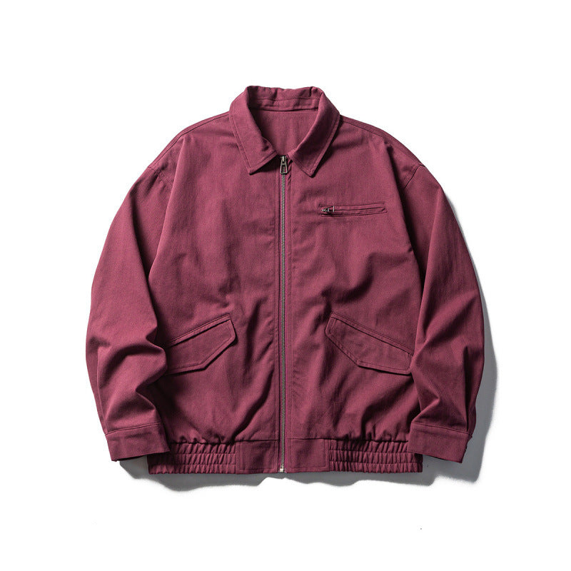 Men's Oversized Work Jacket with Full Zip, Chest Zip and Elastic Hem Band Amarae