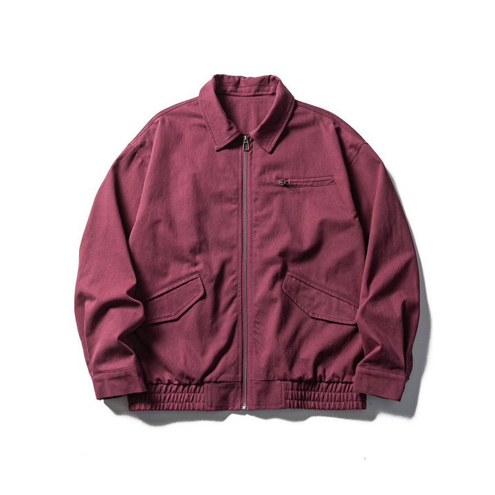 Men's Oversized Work Jacket with Full Zip, Chest Zip and Elastic Hem Band Amarae
