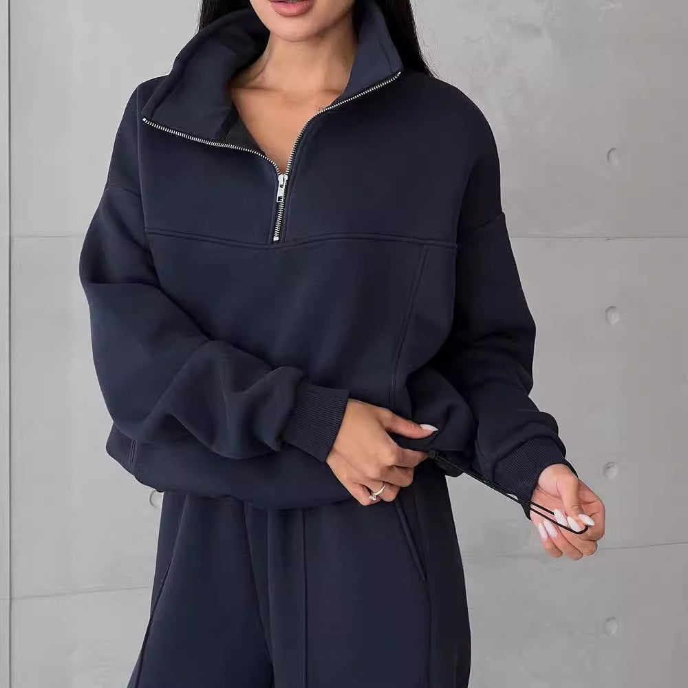 Sporty hooded jacket for women with high collar Lune London