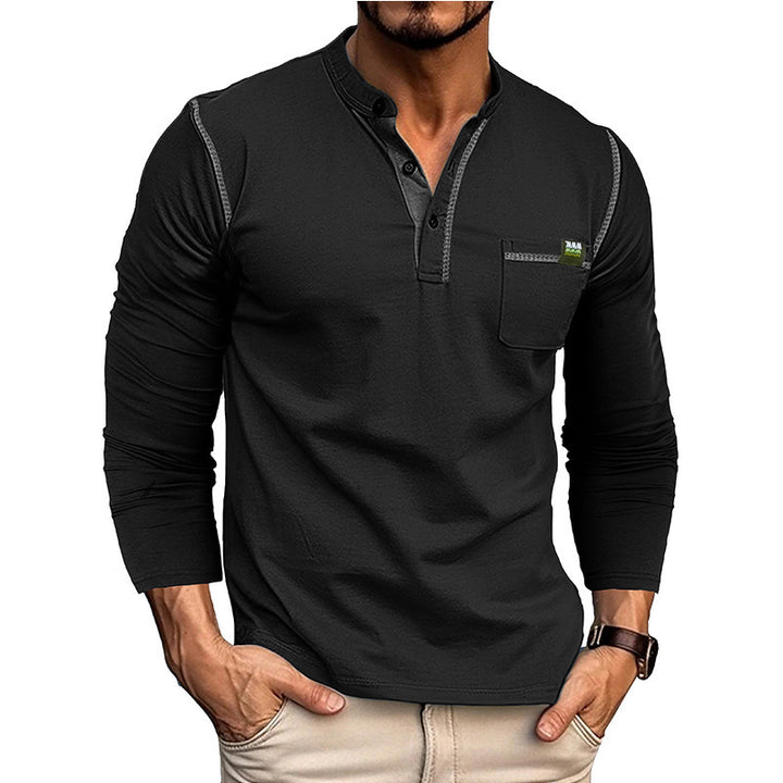 Men's long sleeve shirt with half-button and chest pocket Amarae
