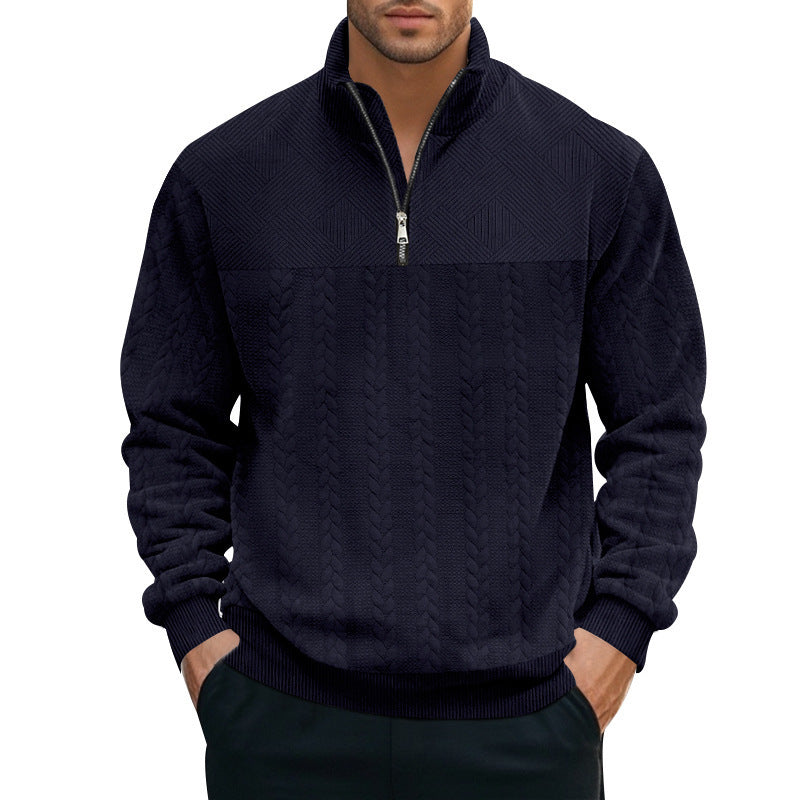 Stylish high-neck fleece sweater for men with粗糙针织图案 Lune London