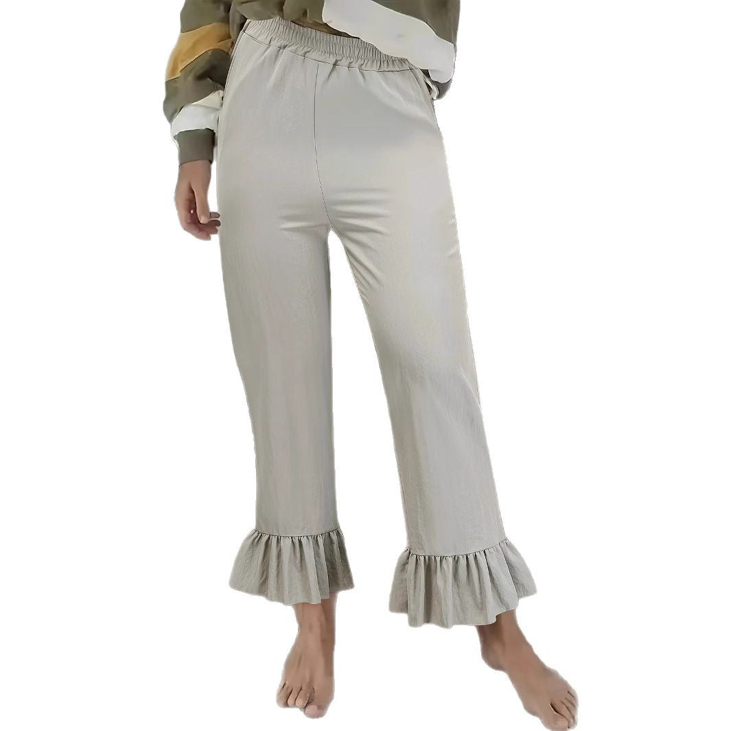 Elegant palazzo pants for women with ruffle finishes Lune London