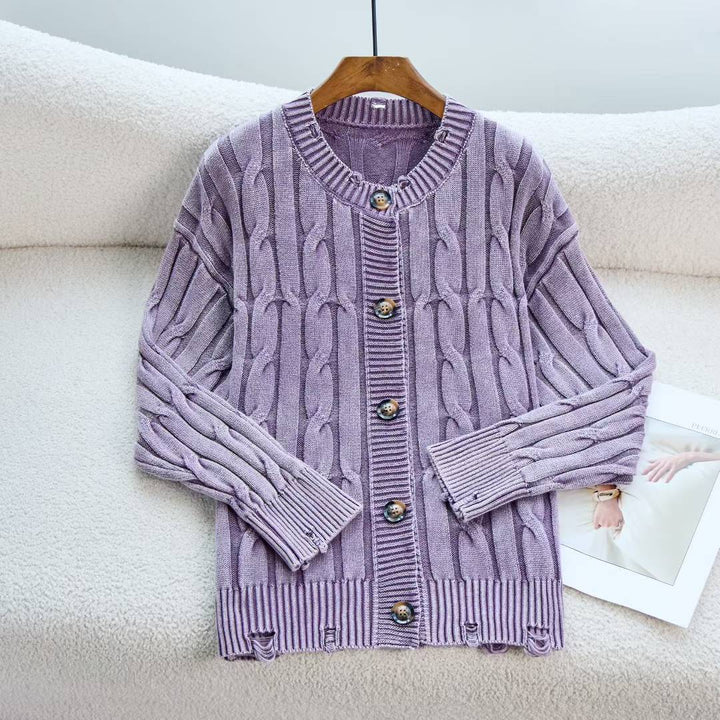 Cardigan pour femmes avec motif en cable et fermeture à boutons Chic & Stil