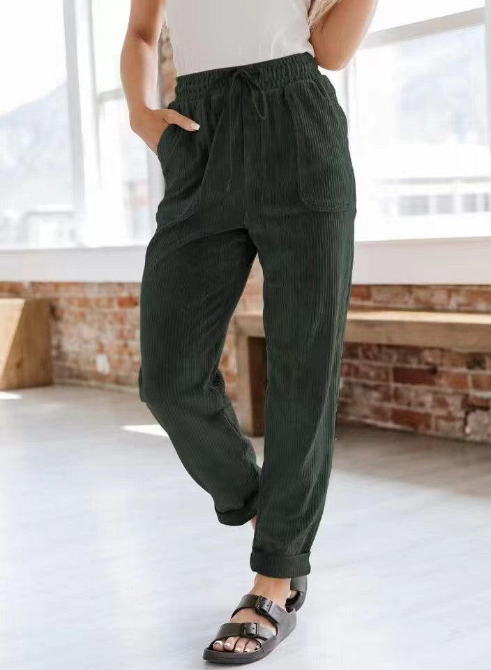 Ladies Comfortable Corduroy Leisure Pants Lune London