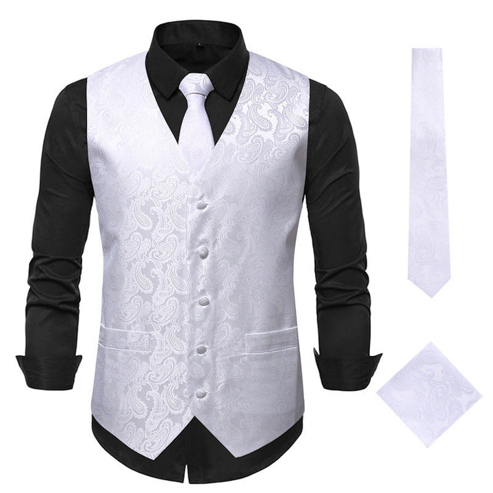 Men's Elegant Vest with Fine Paisley Pattern and Matching Tie Set Lune London