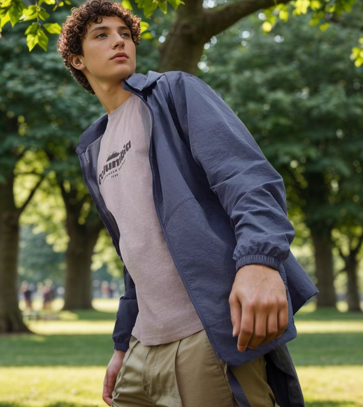 Functional transition jacket for men with adjustable collar Lune London