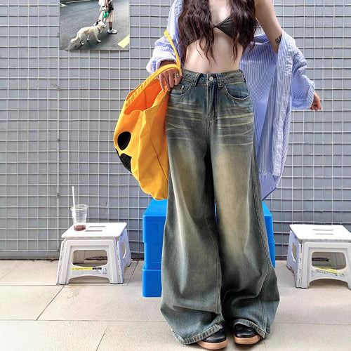 Jeans loose fit pour femmes avec effets vintage Chic & Stil