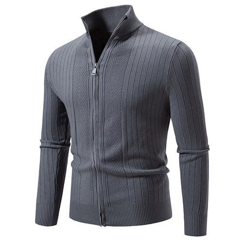 Elegant fine-knit sweater for men with a high collar and zipper Amarae