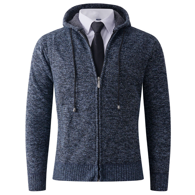 Hooded knit jacket with zipper for men Lune London