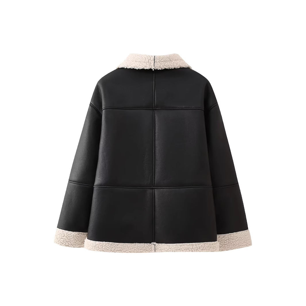 Trendy faux leather jacket for women with cozy lining Lune London