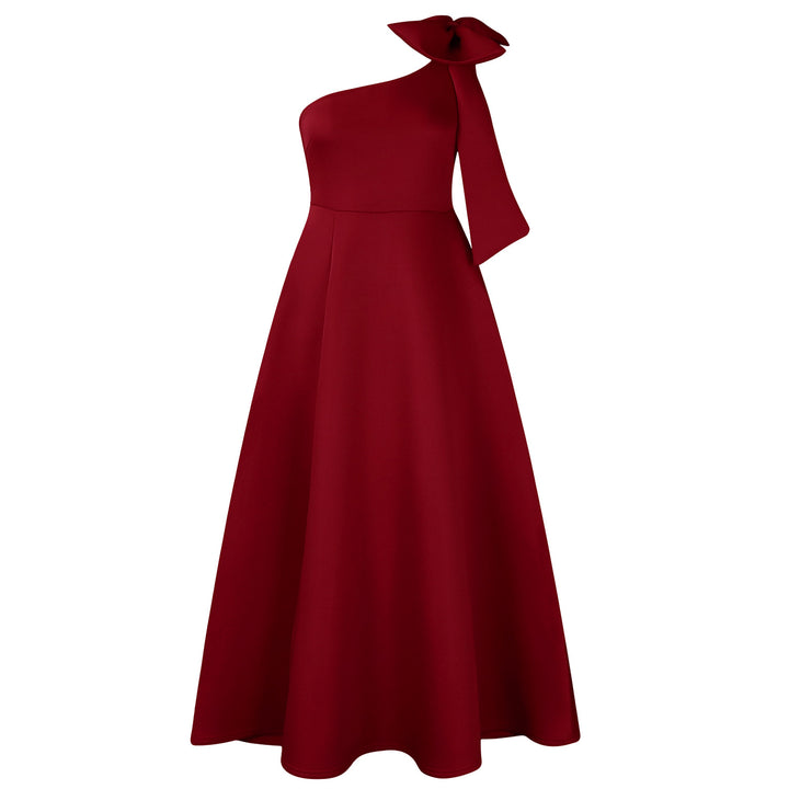 Maxi dress for women with asymmetric cut and elegant Lune London buckle