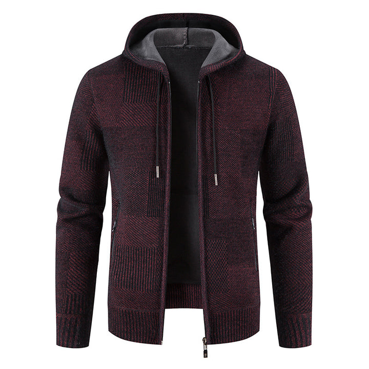 Men's knitted hoodie jacket with modern structural elements Lune London