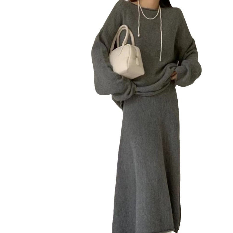 Robe tricot femme à épaules dénudées en style décontracté avec coupe fluide Chic & Stil