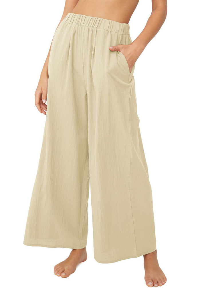 Summer pants for women, loose-fitting, with elastic waist and practical side pockets Lune London