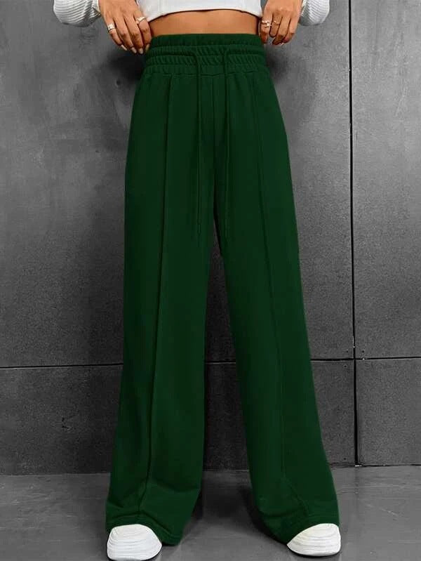 Wide sports pants for women with elastic waistband and side pockets Lune London