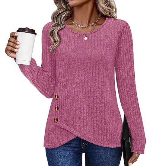 Dames haut tendance et décontracté avec détails de bouton Chic & Stil
