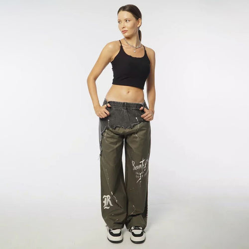 Trendy baggy jeans for women with asymmetrical design and unique details Amarae