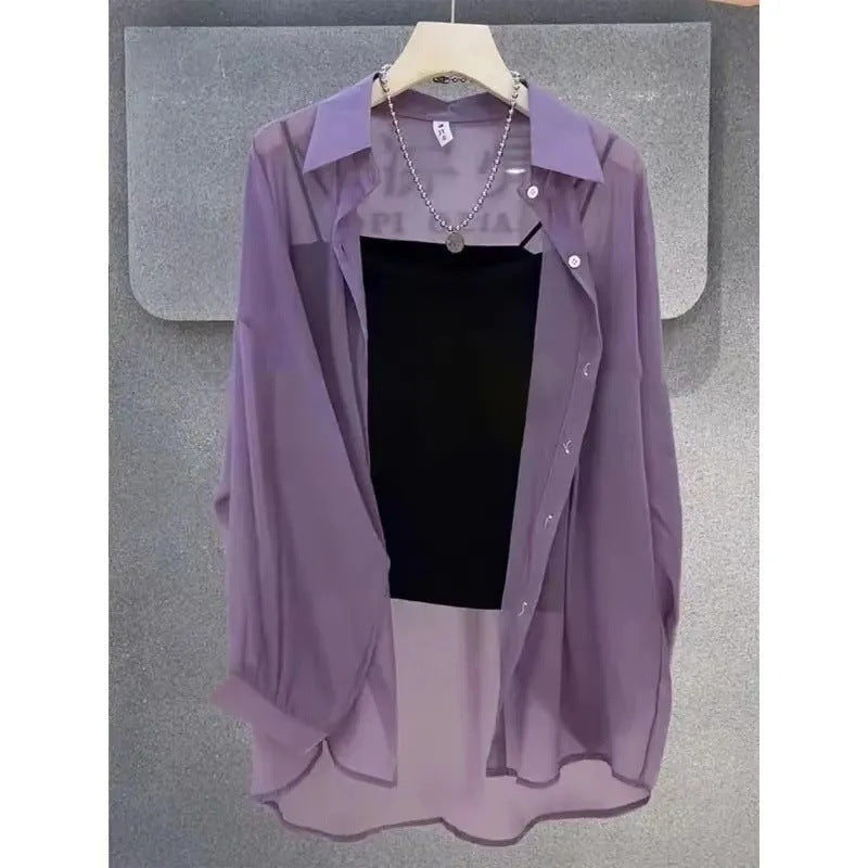 Femme Transparent Button-Down Layered Tunic Lune London