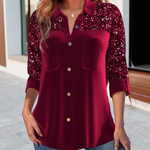 Blouse pour femmes avec des manches en sequins scintillants Chic & Stil
