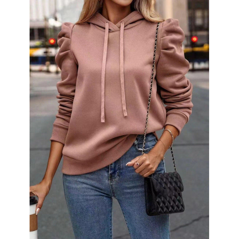 Trendy women's hoodie with puff sleeves and practical pockets Lune London