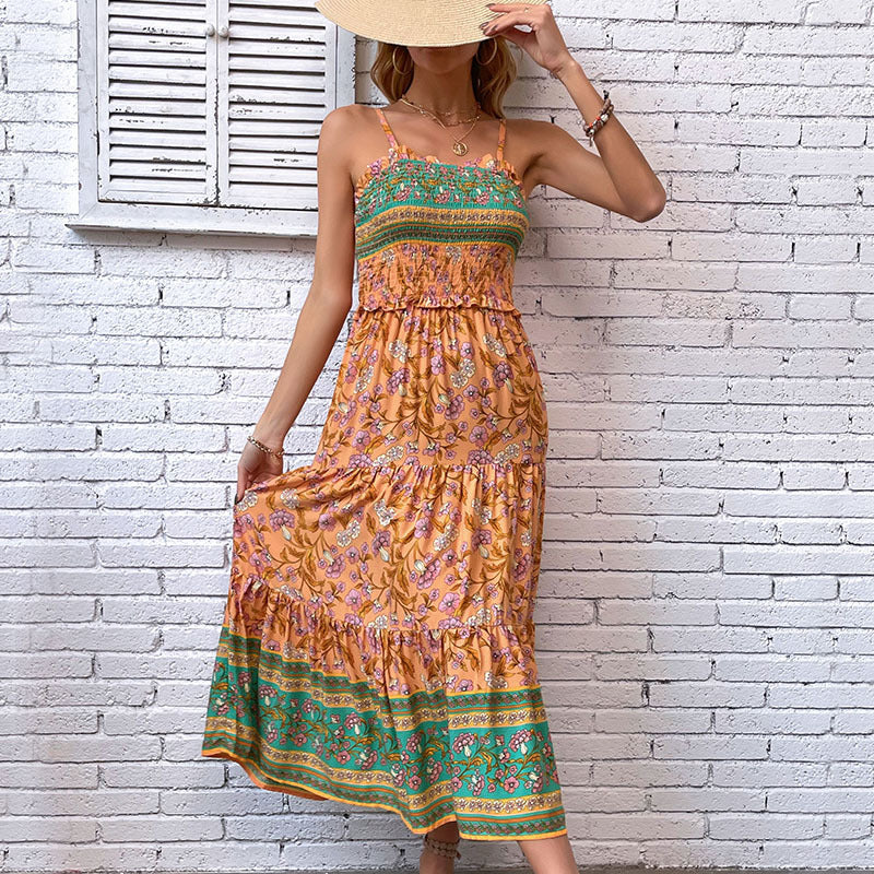 Bohemian maxi dress for women with ruffle hem detail Lune London