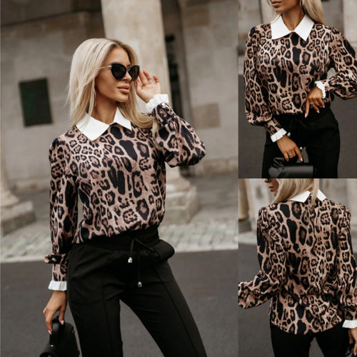 Blouse pour femmes avec motif léopard et col tendance Chic & Stil