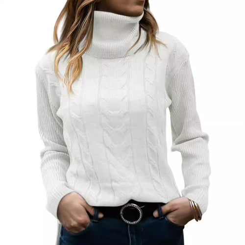 Amarae | Women's Sweater with Stand-Up Collar and Cable Pattern
