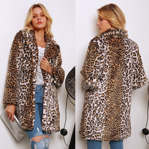 Ladies' faux fur coat with modern cut and large collar Amarae