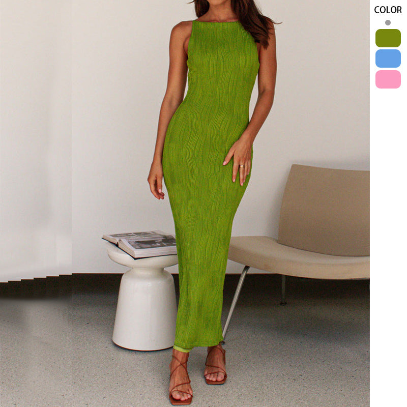 Women’s Bodycon Maxi Dress in Modern Stripe Design Lune London