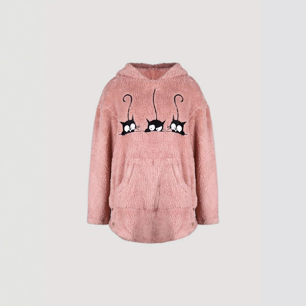 Cozy sweatshirt for women with cat pattern Amarae
