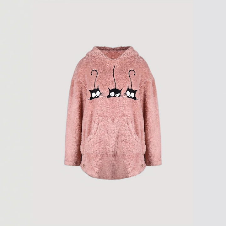 Cozy sweatshirt for women with cat pattern Amarae