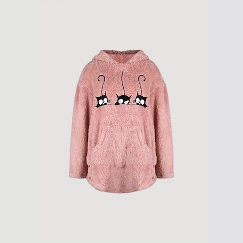 Cozy sweatshirt for women with cat pattern Amarae