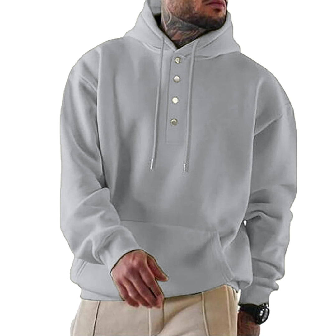 Men's Hoodie with Button Placket and Xxl Fit Chic Und Stil