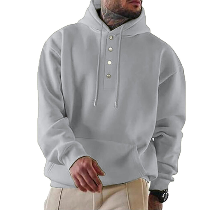 Men's Hoodie with Button Placket and Xxl Fit Chic Und Stil
