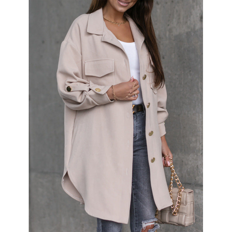 Elegant women's overshirt with practical pockets and snap front Amarae