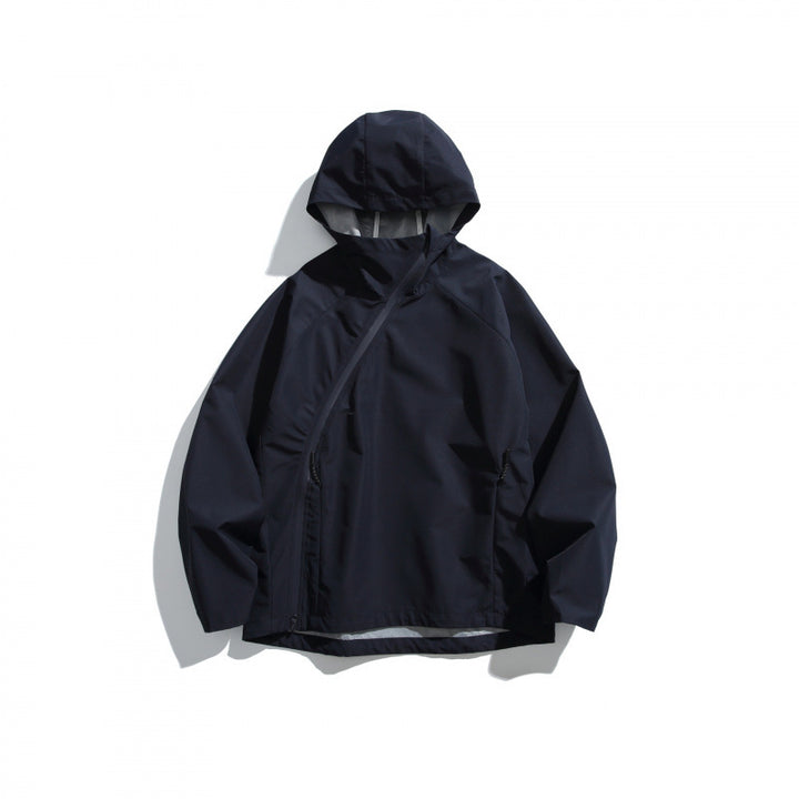 Unisex Lightweight Tech Rain Jacket with Asymmetrical Zipper Amarae
