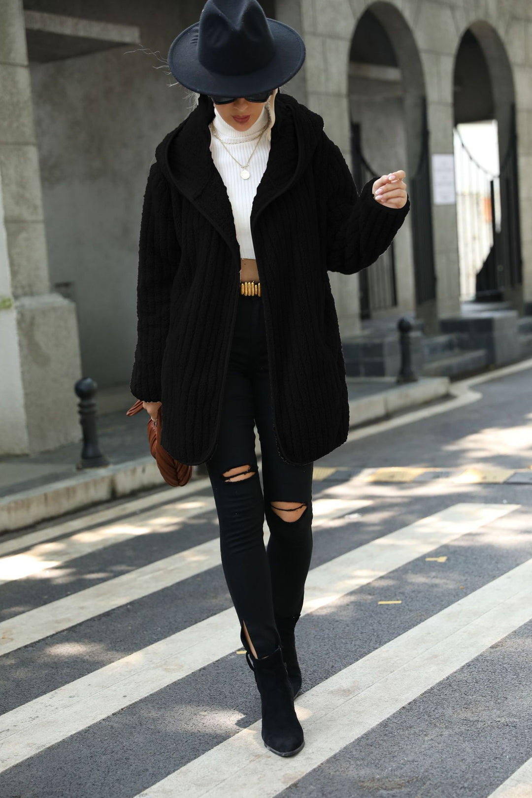Ladies long soft jacket with structured design Lune London